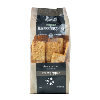 Mjälloms Bio Tunnbrödschips Svartpeppar, 12 x 100g
