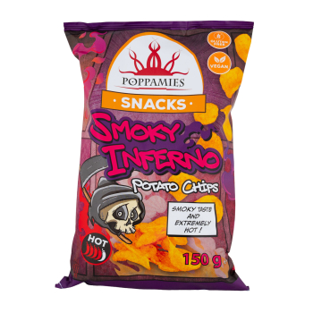 Poppamies Snacks Smoky Inferno Chips, 10 x 150g