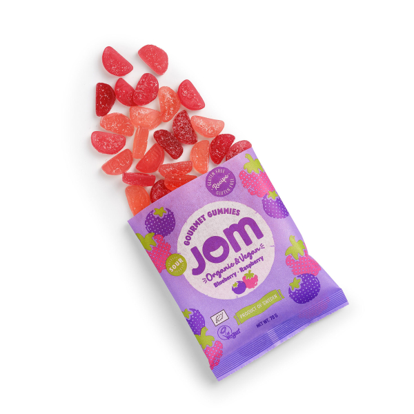 JOM Sour Blueberry & Raspberry Gummy Candy - Bio 16x70g-1