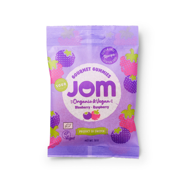 JOM Sour Blueberry & Raspberry Gummy Candy - Bio 16x70g