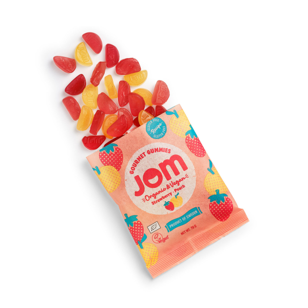 JOM Strawberry & Peach Gummy Candy - Bio 16x70g-1