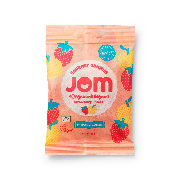 JOM Strawberry & Peach Gummy Candy - Bio 16x70g