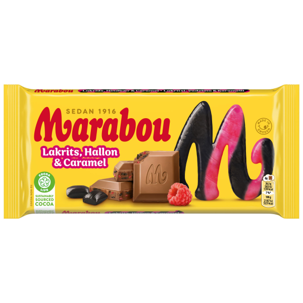 Marabou Lakrits, Hallon & Caramel, 17 x 185g