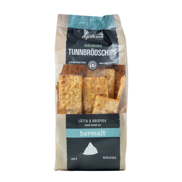 Mjälloms Bio Tunnbrödschips Havssalt, 12 x 100g