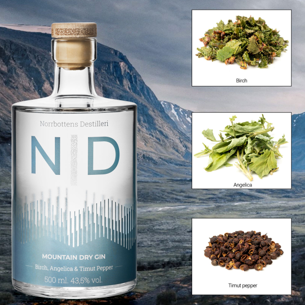 ND Mountain Dry Gin, 43,5% vol., 500ml - Zutaten