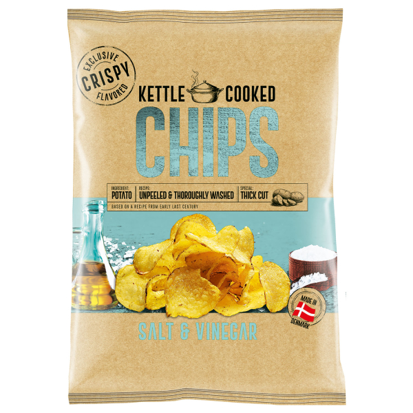 OK Snacks Kettle Chips SALT & VINEGAR, 8 x 150g