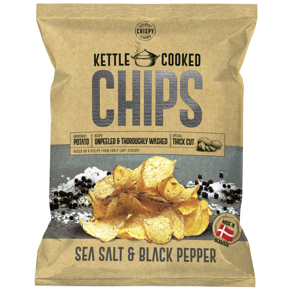 OK Snacks Kettle Chips SEASALT & BLACK PEPPER, 8 x 150g