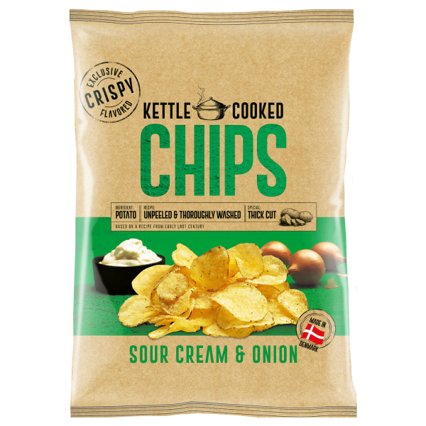 OK Snacks Kettle Chips SOUR CREME & ONION, 8 x 150g