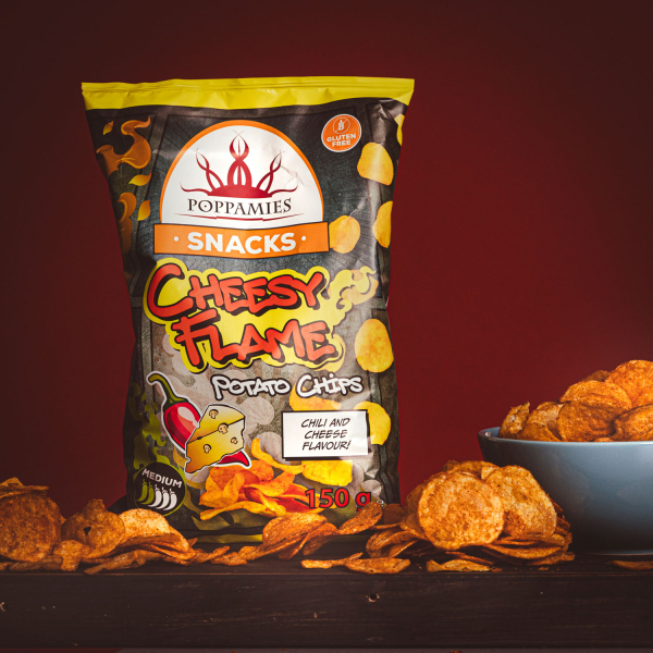 Poppamies Snacks Cheesy Flame Chips, 10 x 150g-2