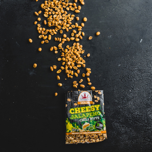 Poppamies Snacks Cheesy Jalapeno Chili Nuts 12 x 150g-1