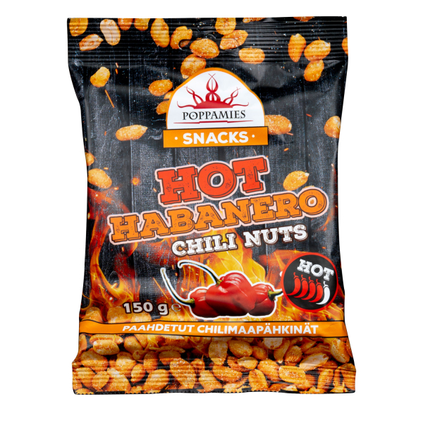 Poppamies Snacks Hot Habanero Chili Nuts 12 x 150g
