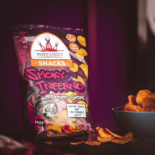 Poppamies Snacks Smoky Inferno Chips, 10 x 150g-3