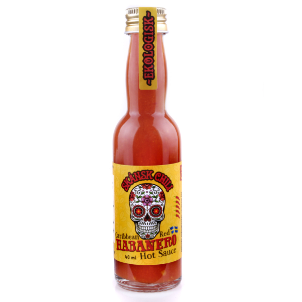 Skånsk Chili, Caribbean Red Habanero Hot Sauce, Bio, 12 x 40 ml