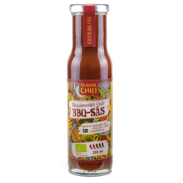 Skånsk Chili, Ekspånsrökt Chili BBQ Sauce, Bio, 12 x 250 ml