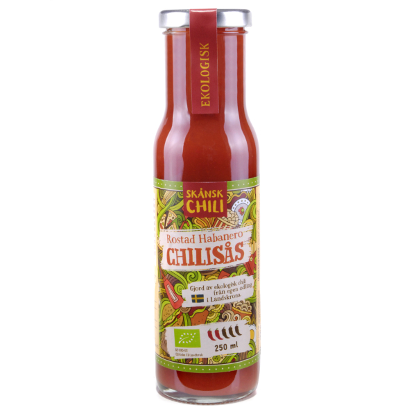 Skånsk Chili, Rostad Habanero Chilisauce, Bio, 12 x 250 ml