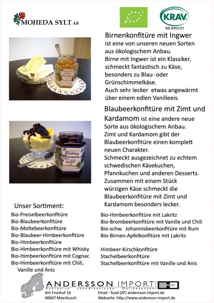 Flyer Moheda Birnen-Konfitüre mit Ingwer, 12 x 220g